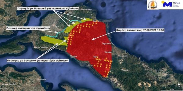 Φωτιά στην Εύβοια: Η εξάπλωση της φωτιάς. Η έρευνα Αστεροσκοπείου - meteo.gr - Ειδήσεις Pancreta